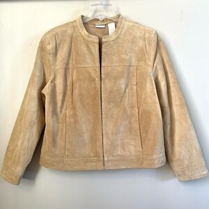 Vintage Fieldgear Genuine Leather Mushroom Tan Suede  Blazer Jacket Coat Size XL
